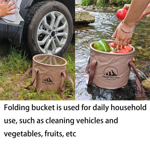 Collapsible Bucket，Folding Bucket，Suitable for Camping Fishing Hiking Gardening car Washing(Coffeecolour, 20L)