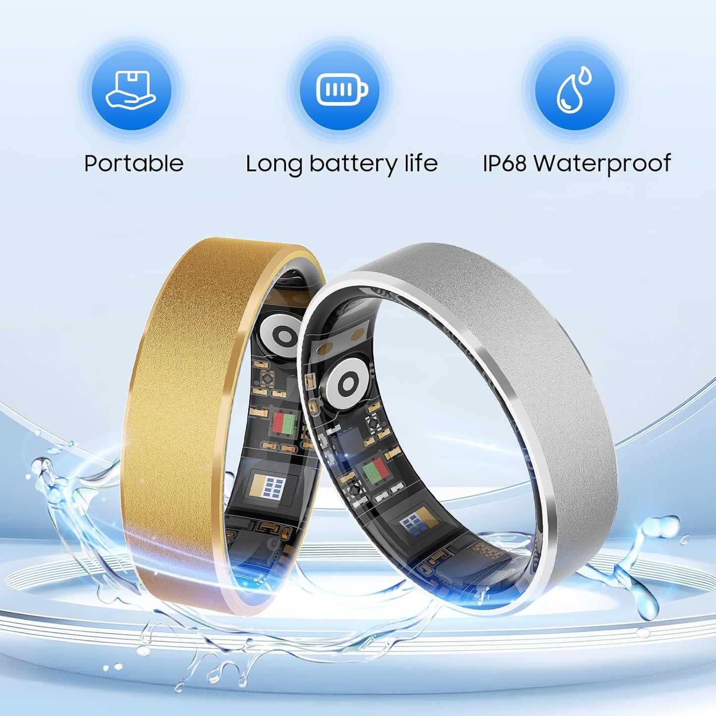 Smart Health Ring - Waterproof Fitness Tracker with Stress & Sleep Monitoring | Compatible with iOS & Android (Rose Gold, Size 10)