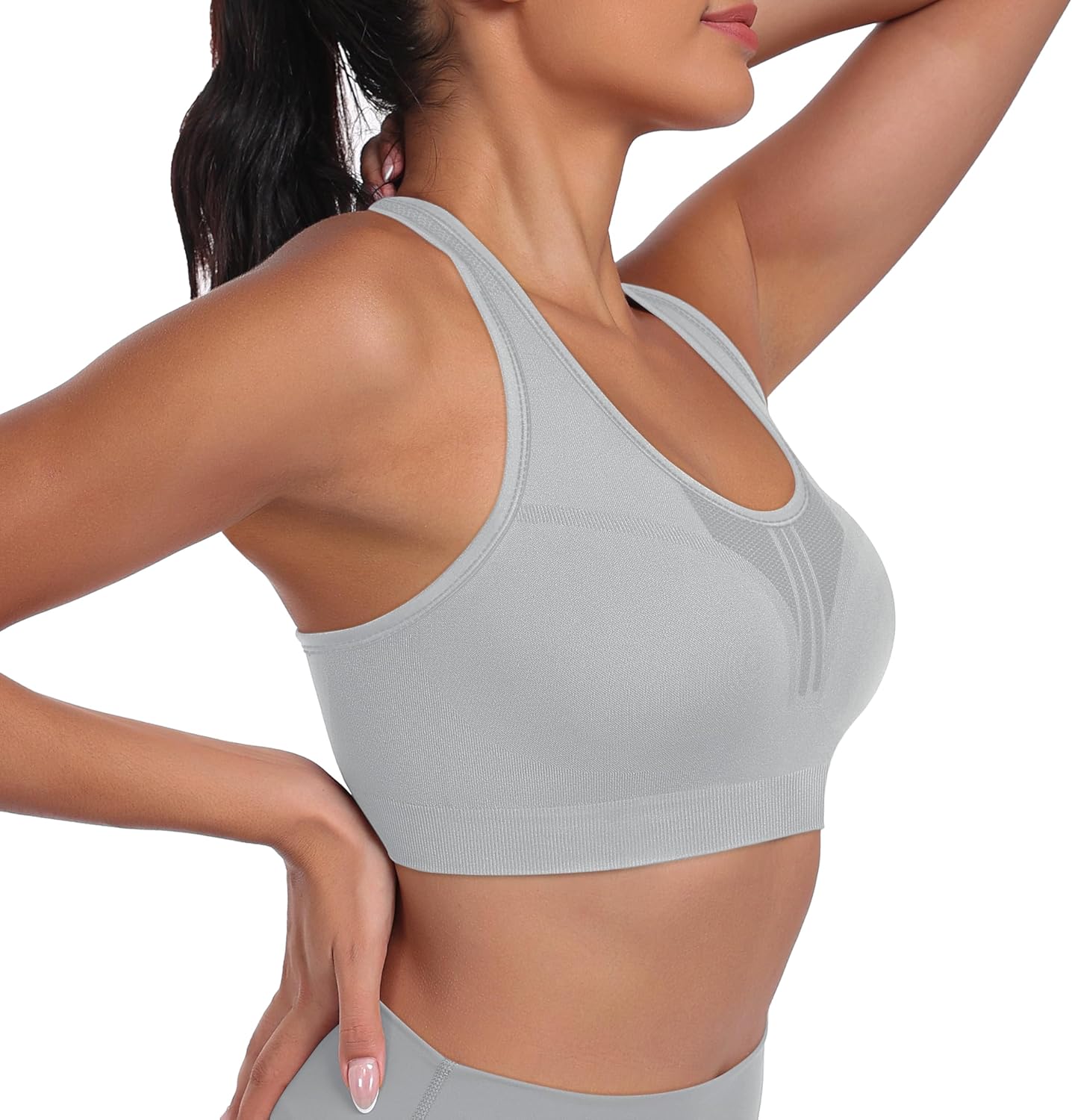 Skiennix 3-Pack High Impact Racerback Sports Bras - Padded Wirefree Workout Bra for Fitness & Yoga