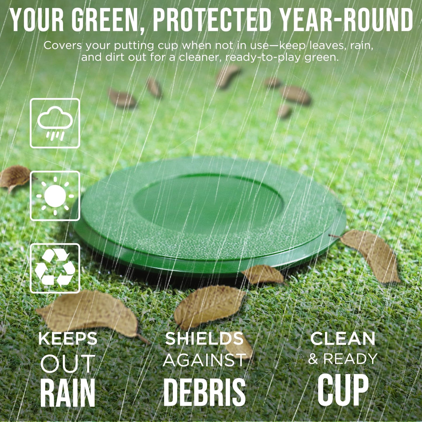 KINGTOP Golf Hole Cup Cover – Fits Standard 4.25" Aluminum & Plastic Golf Cups – Convert Backyard Practice Putting Green to Multi-Use Space, 4-Pack