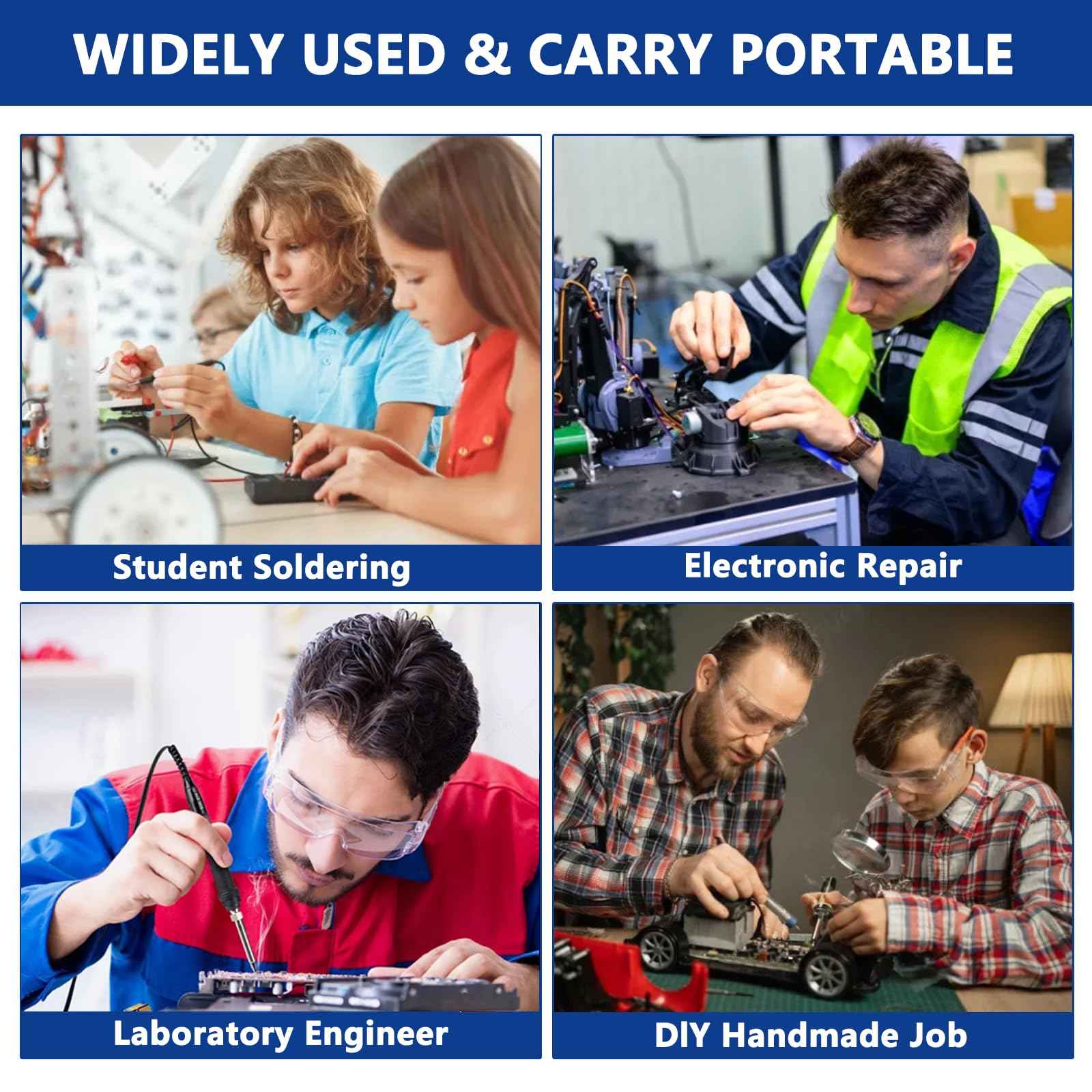 Soldering Iron Heat Set Insert Tool, 80W 110V LCD Digital Soldering Welding Iron Kit with Iron Tips and Heat Set Insert Tips, 16-in-1 Adjustable Temperature 180-500℃ Solder Kit, Blue