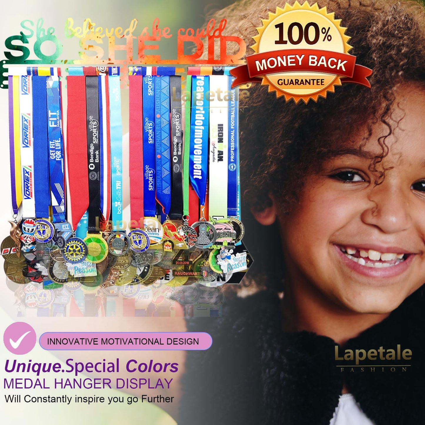Race Medal Holder Wall Hanger,Marathon Medal Display and Runner Medal Hanger Display,Bib Running Medal Display, Running Medal Hanger Display,Medal Holder for Wall, Sports Medal Hanger Display Gifts