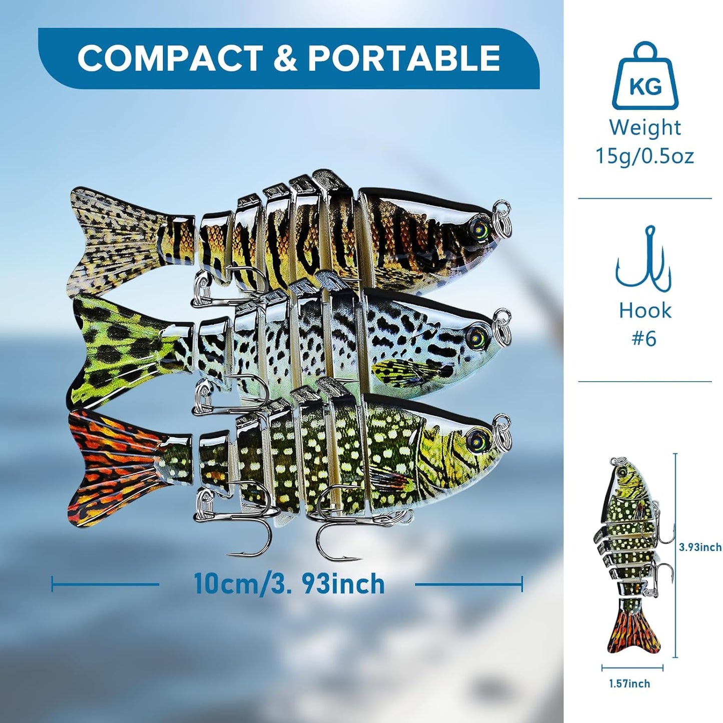 Skiennix Multi Jointed Fishing Lures - Lifelike Swimbait for Bass & Trout | Freshwater & Saltwater