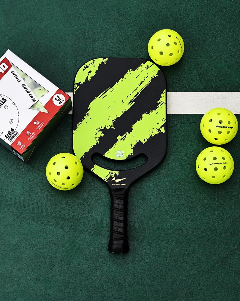 Warping Point Outdoor Pickleball Balls Usapa Approved, 12 Pack 40 Holes Competition Pickle Balls for Tournament Play, Crack Resistant Pickleball for Beginner Intermediate Pro Player, Yellow