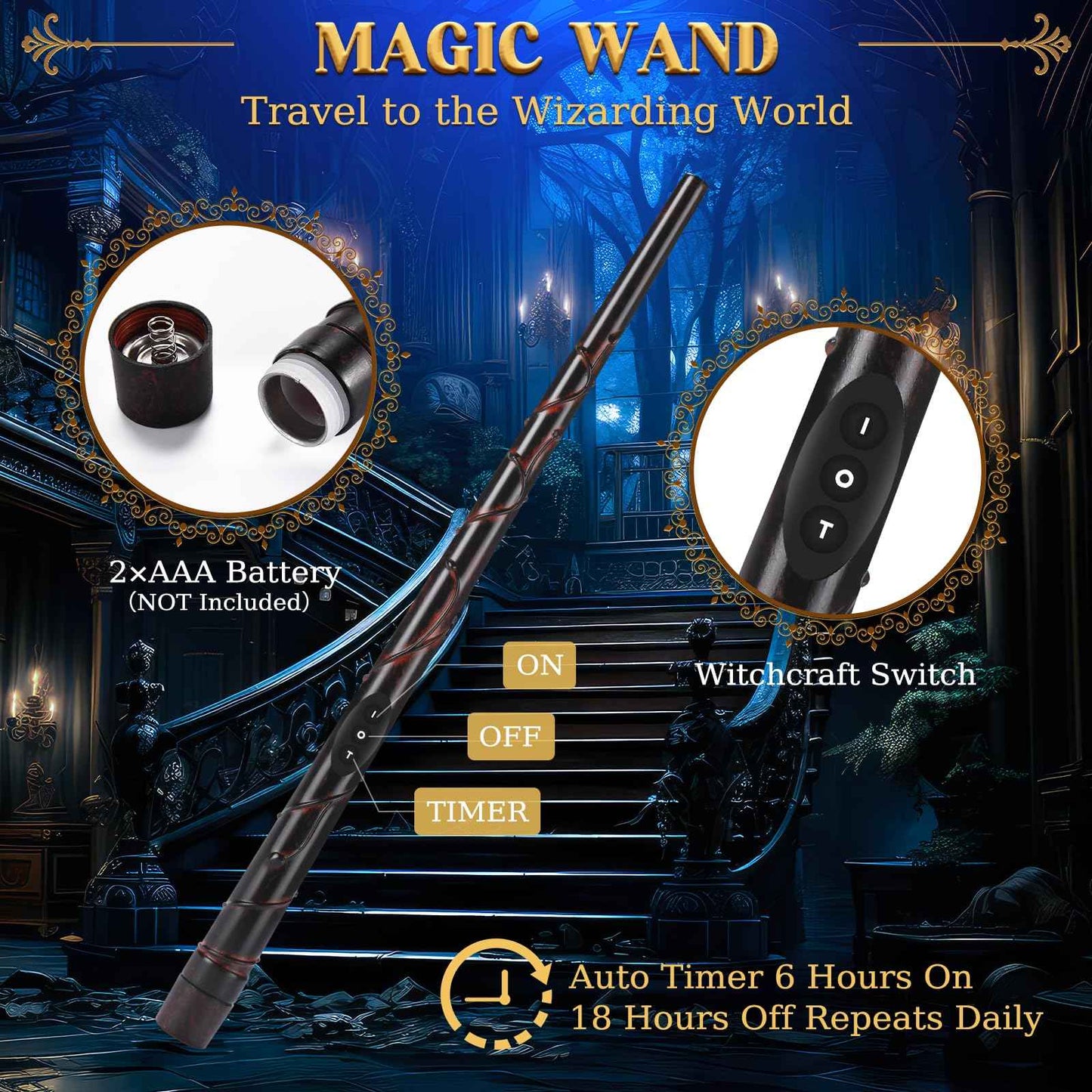 Halloween Decorations - Floating Candles with Wand & 6-Hour Timer - Flameless LED Hanging Candles with Clip, Battery Operated Window Taper Candle for Indoor/Outdoor Halloween & Holiday Decor 12PCS