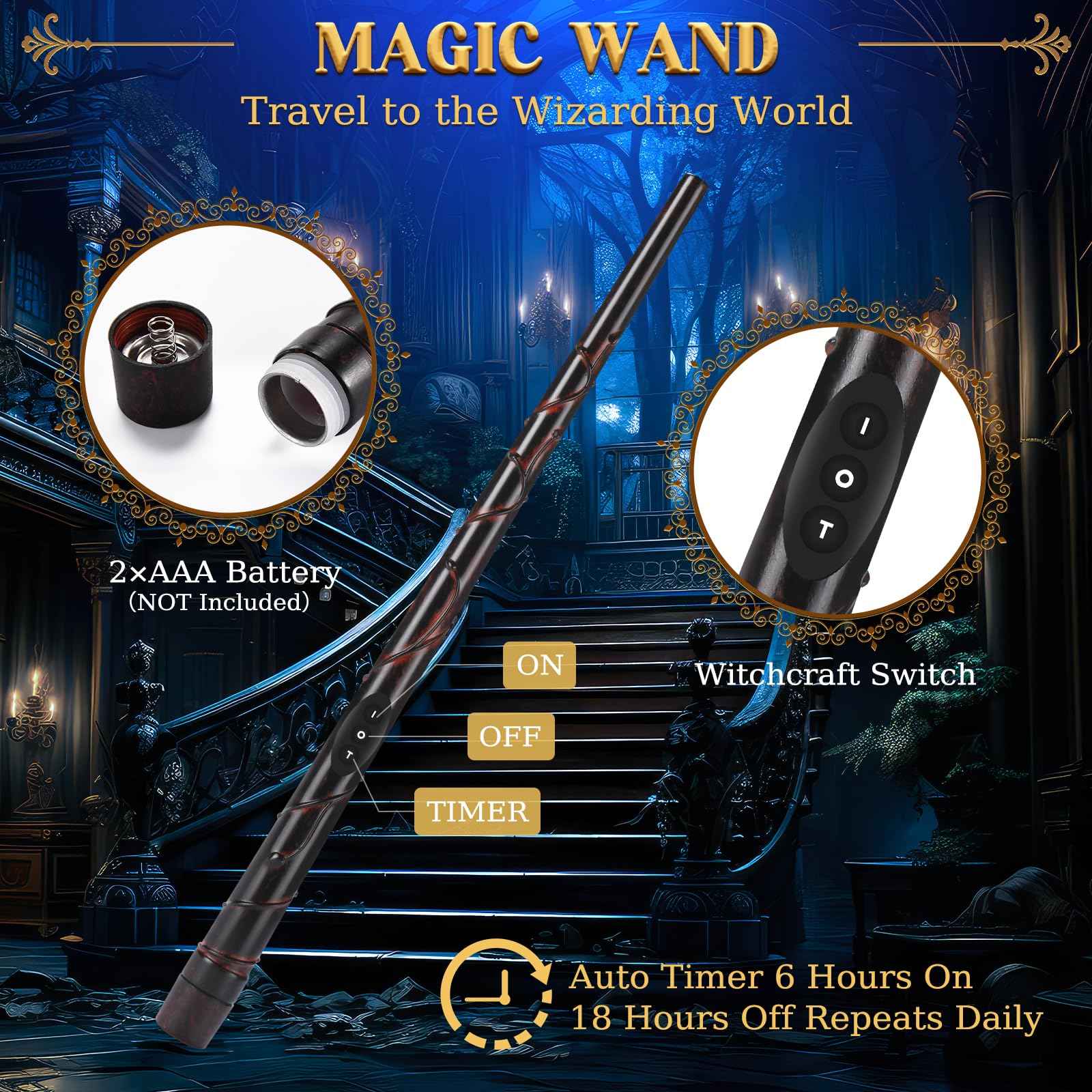 Halloween Decorations - Floating Candles with Wand & 6-Hour Timer - Flameless LED Hanging Candles with Clip, Battery Operated Window Taper Candle for Indoor/Outdoor Halloween & Holiday Decor 12PCS