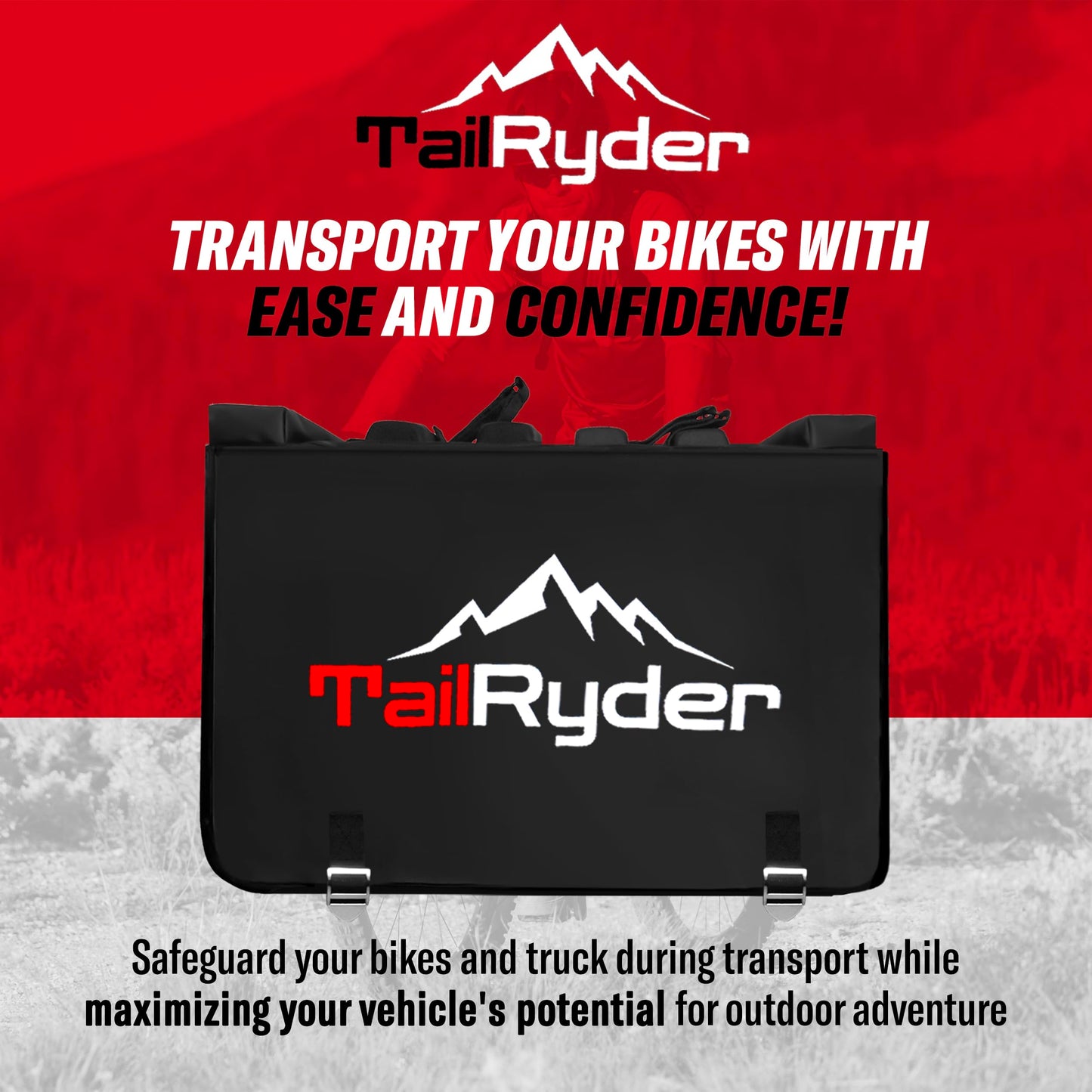 Truck Bike Tailgate Pad for 2 Bikes Bed Rack Holder Featuring Reversed Straps and Premium Metal Buckles for Enhanced Durability (2 Bike pad)