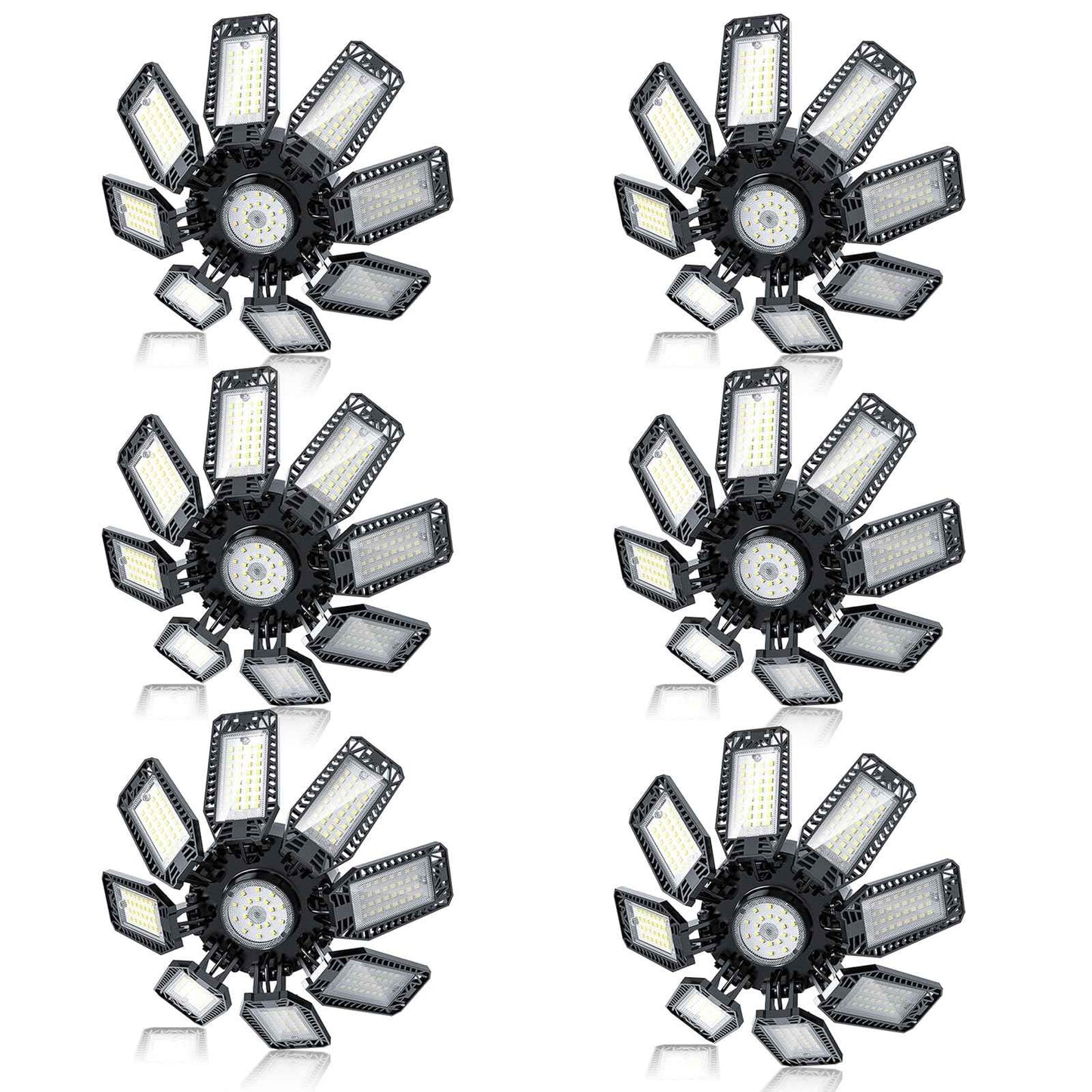 YIBEYYDS Garage Light - 240W 24000LM 6500K LED Garage Ceiling Lights with 8+1 Deformable Panels Support E26/E27 Screw in Light Fixture for Workshop, Basement (6)