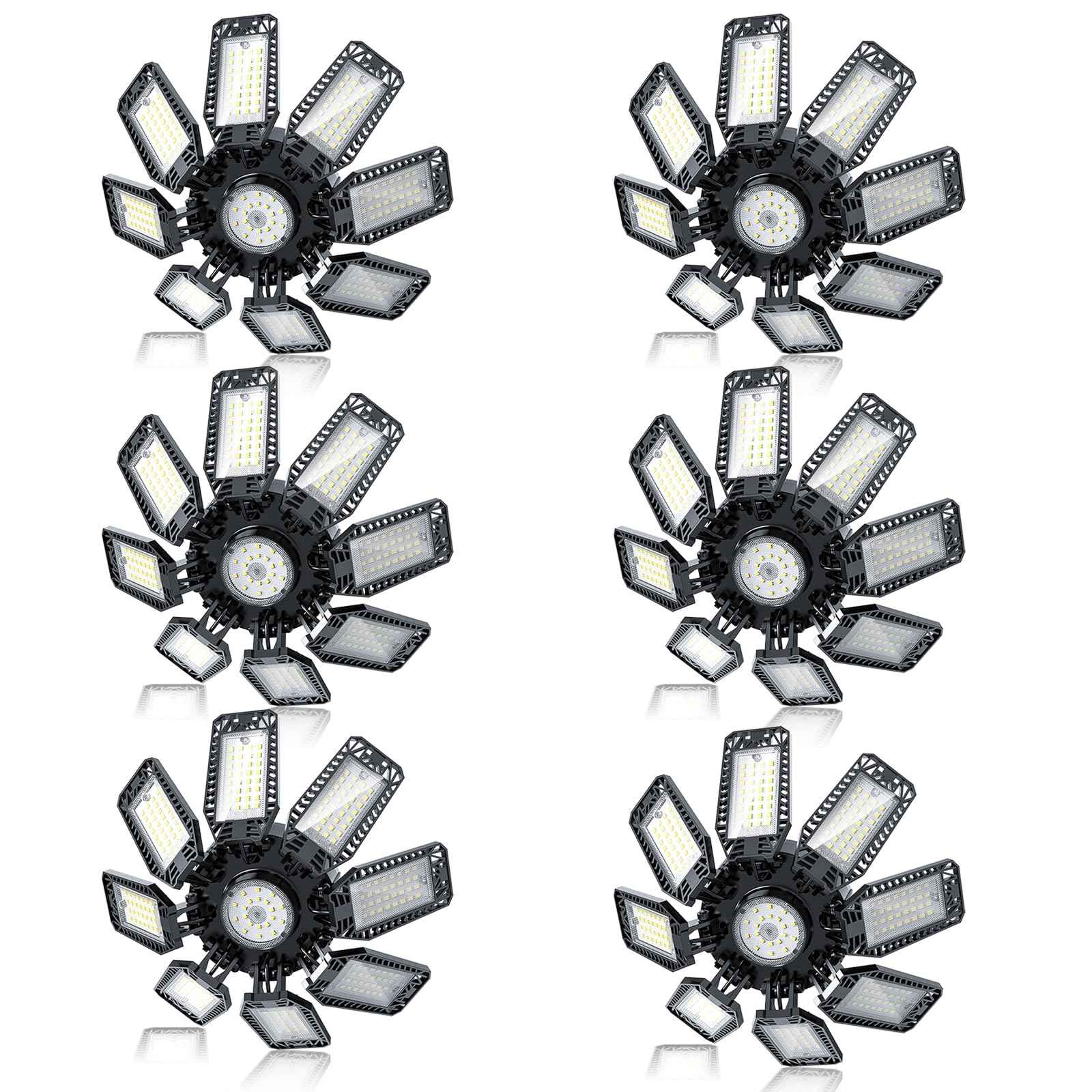 YIBEYYDS Garage Light - 240W 24000LM 6500K LED Garage Ceiling Lights with 8+1 Deformable Panels Support E26/E27 Screw in Light Fixture for Workshop, Basement (6)