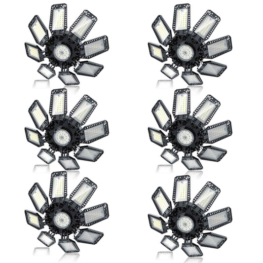 YIBEYYDS Garage Light - 240W 24000LM 6500K LED Garage Ceiling Lights with 8+1 Deformable Panels Support E26/E27 Screw in Light Fixture for Workshop, Basement (6)