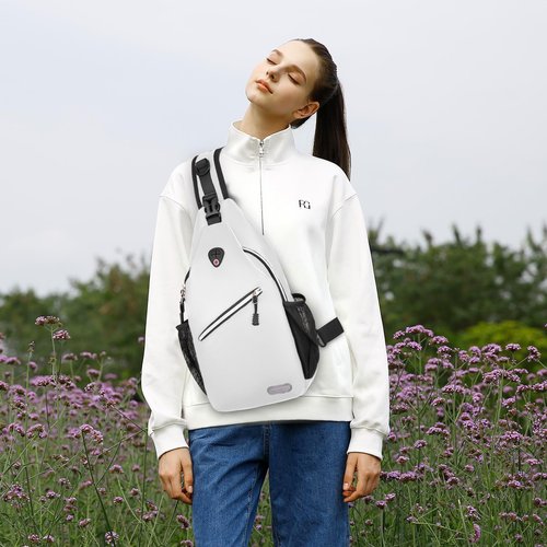 MOSISO Sling Backpack, Multipurpose Crossbody Shoulder Bag Travel Hiking Daypack, Ivory White, Medium