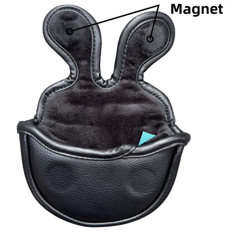 Classic Black/White Golf Putter Cover Magnetic, Center Shafted Mid Mallet Putter Head Cover Club Protection Case for Golf Clubs, Half Mallet Putter Cover (Black)