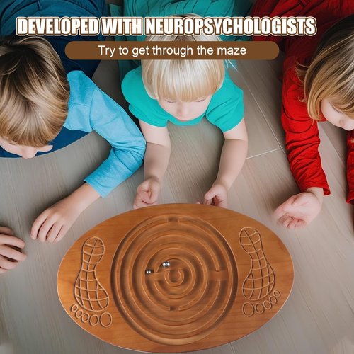 JellyArch Wooden Balance Board with Maze Wobble Board with 2 Beads Rocker Balance Disk for Leg Workout, Exercise Training, Physical Therapy, Bodyweight Fitness, Skiing, Surfing, Skateboarding