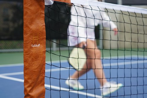 Harmony Pickleball Portable Pickleball Net for Driveway, Street, Court, or Park Play, Outdoor Weather Resistant Netting, Heavy-Duty Tensioners, Stylish Leather Accents, Canvas Travel Bag