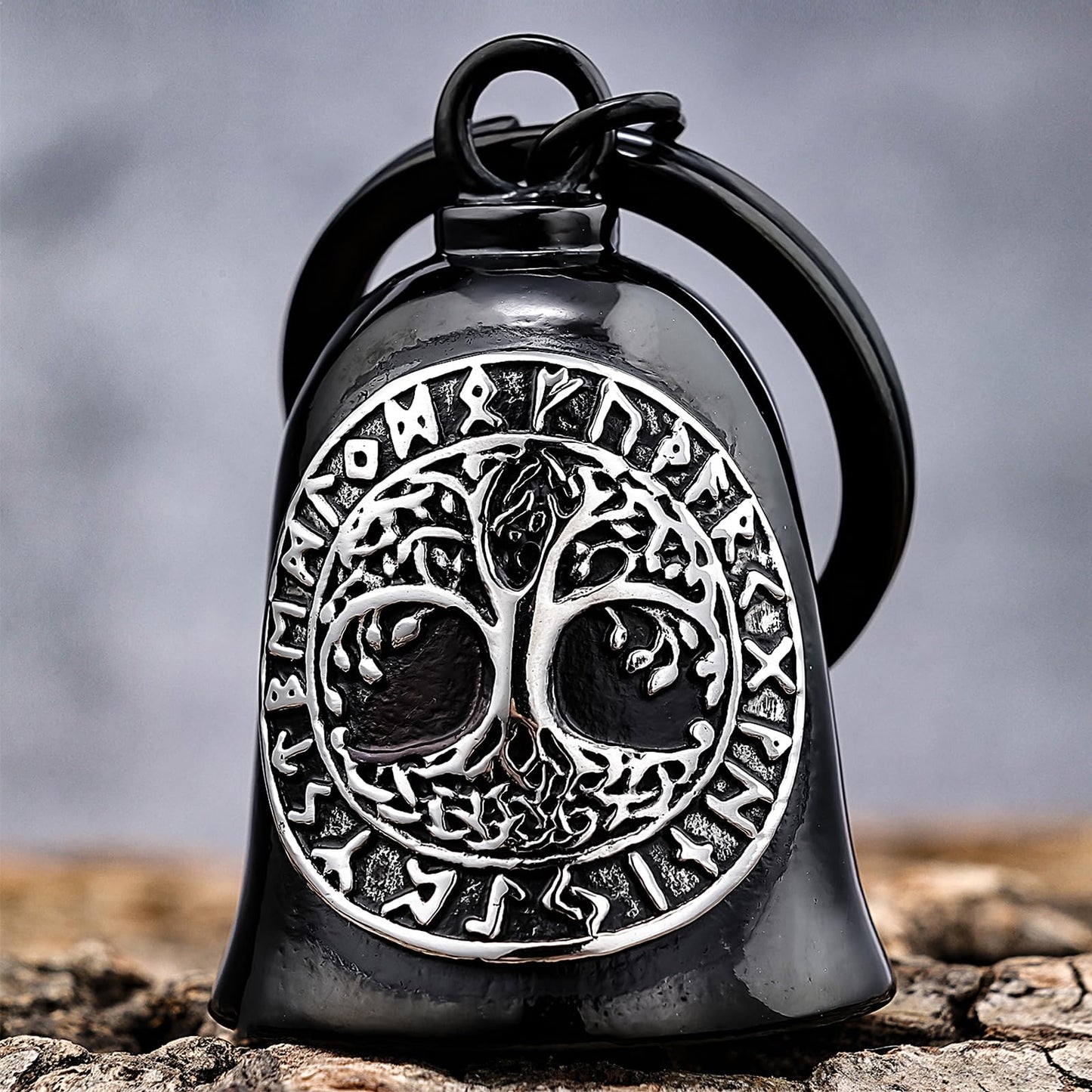 Motorcycle Viking Bell - Motorcycle Angel Bell for Men and Women, Motorcycle Accessories (Black Silver)
