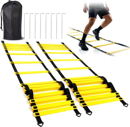 Agility Ladder 2 Pack - Speed Training Ladder Set with Ground Stakes & Carrying Bag - Ideal for Football, Soccer, Tennis