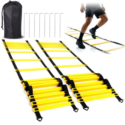 Venmark Agility Ladder, 2 Pack - Exercise and Training Ladder Set with Ground Stakes for Football, Soccer, Tennis, and More - Improves Speed & Fitness - Complete with Carrying Bag