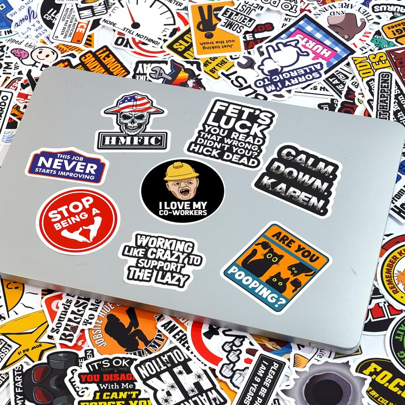 225PCS Funny Hard Hat Stickers (Dirty) for Adults Humor Waterproof Vinyl Welding Helmet, Tool Box, Electrician, Mechanic Construction - Blue Collar Gifts for Men No Repeat