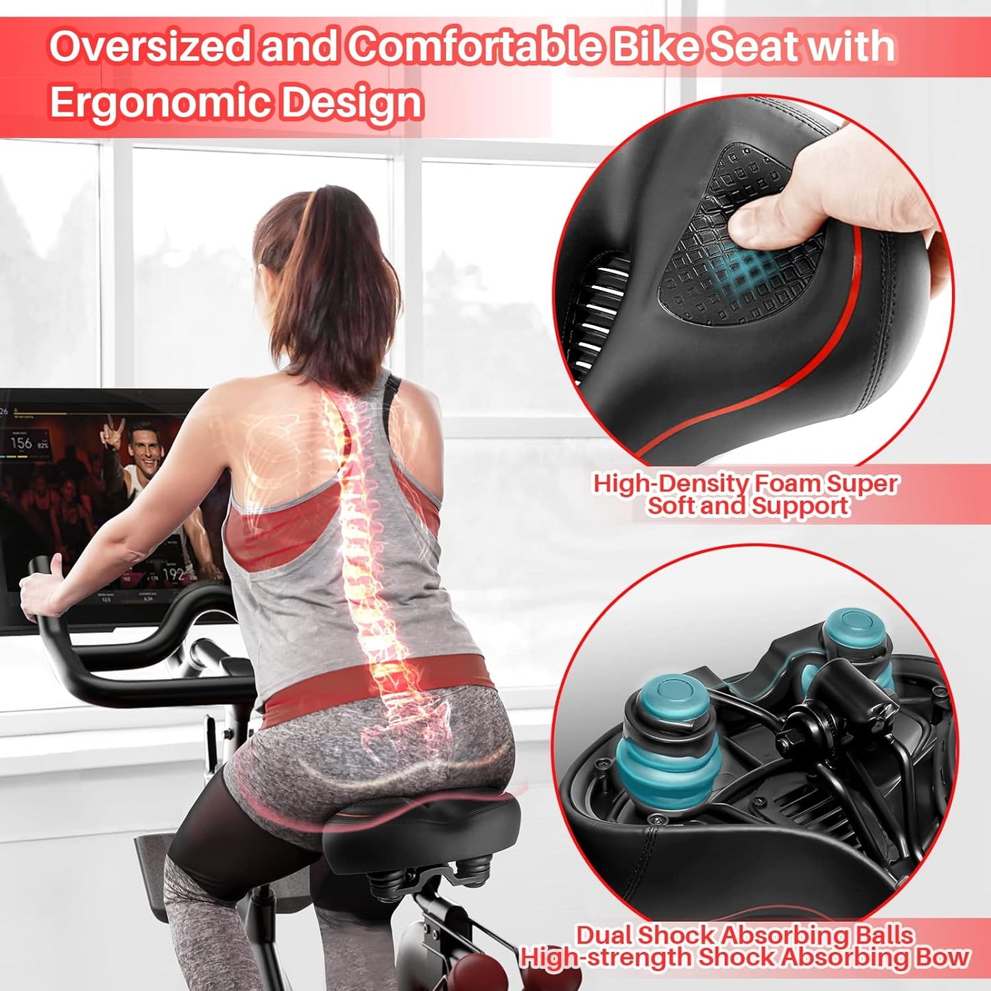 Peloton Oversized Bike Seat - Comfort Cushion for Road & Exercise Bikes | Wide Saddle Replacement for Men & Women