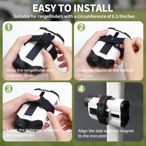 Range Finder Magnetic Strap - Adjustable Range Finder Holder with Upgraded Stronger Magnets & Silicone, Universal Magnetic Strap for Golf Cart Rail/Bar/Frame, Easy Access & Clean (Black)