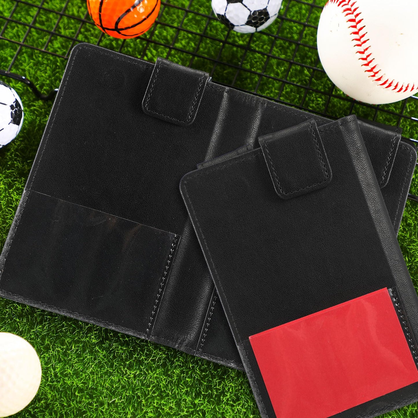 Marspark 2 Pcs Umpire Lineup Card Holder - Magnetic Leather Referee Card Holder for Soccer Volleyball Rugby Baseball Matches