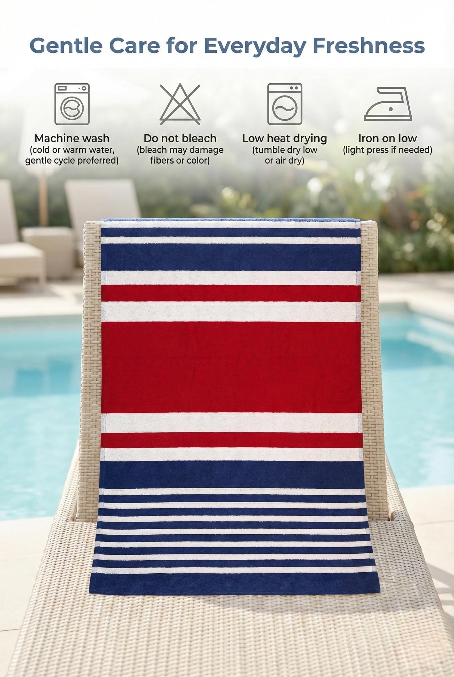 9Threads Premium Terry Cabana Beach Towel 2 Pack, 30” x 60” Soft Absorbent Cotton Pool Towel, Quick Dry Towel for Beach and Pool (Mariner Stripes)
