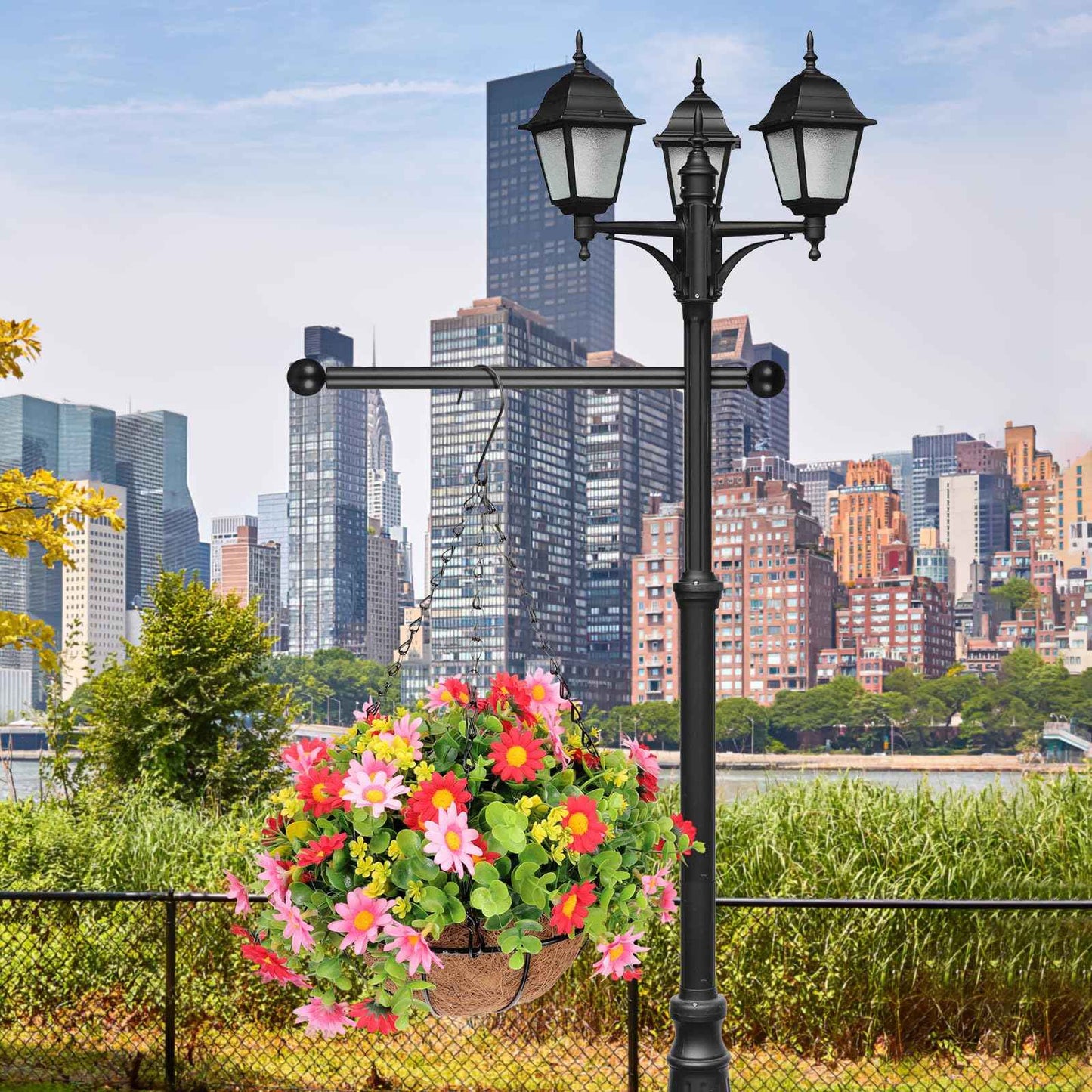 Generic Bracket lamp Post :16" Garden Light Outdoor Lamps Ladder Frame Thread lamp Post Cross arm Flag flagpole Small Ball Cross arm Handle Replacement