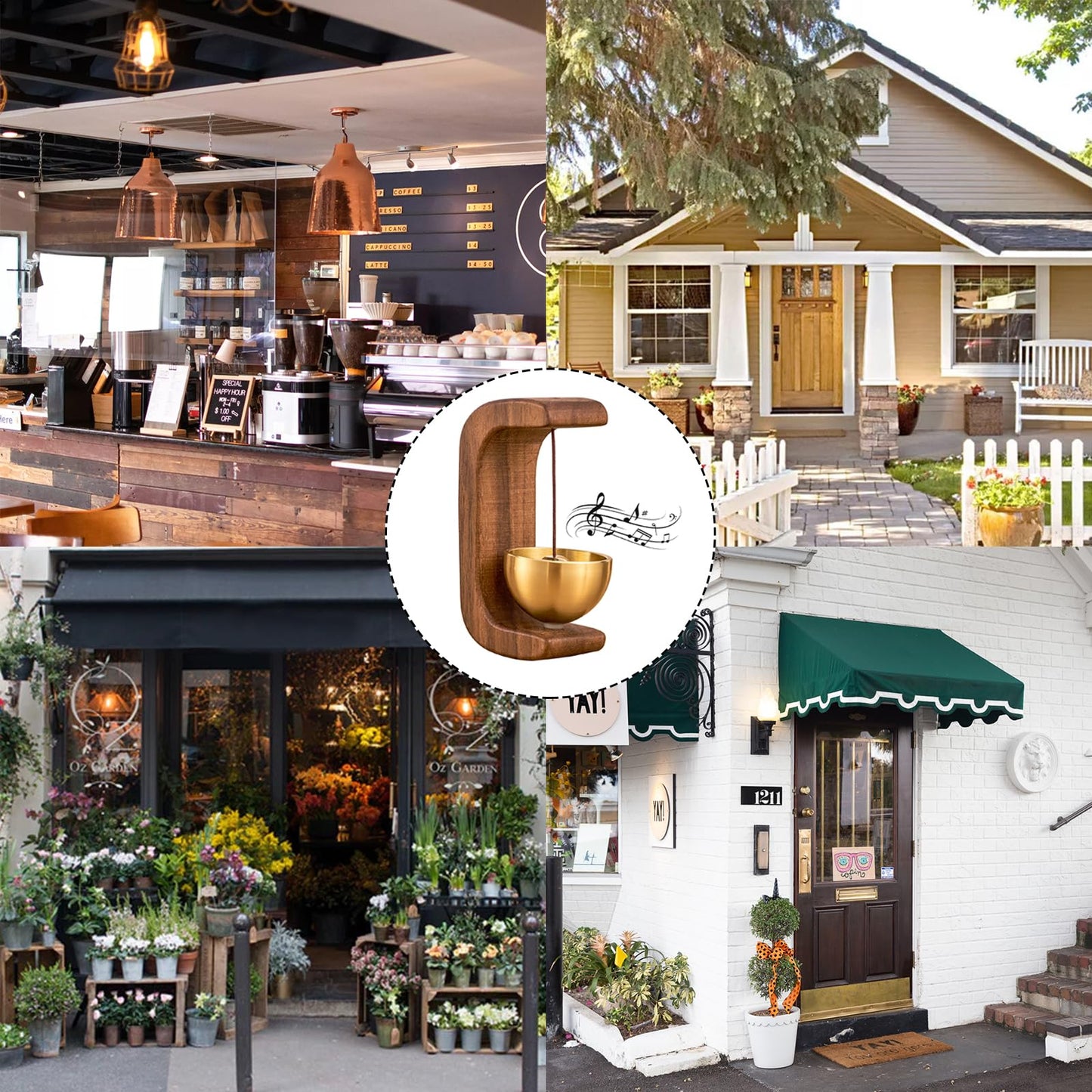 Magnetic Door Chime Bell, Wooden Shopkeepers Bell for Door Opening - Ding Ding Sound