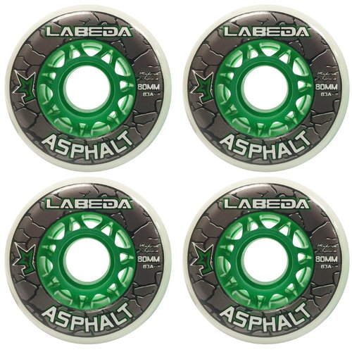 Labeda Wheels Inline Roller Hockey Gripper Asphalt Outdoor White 76mm 83A x4