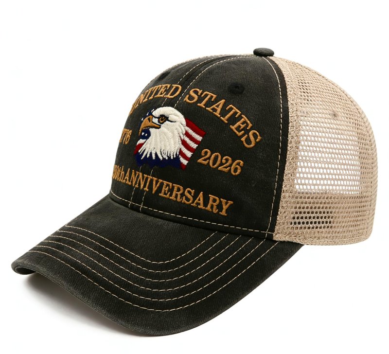 Okbycuyck 250 Anniversary USA Hat,Embroidered American Trucker Hat 250th Anniversary Hat Mesh-Back Cap for Men Women