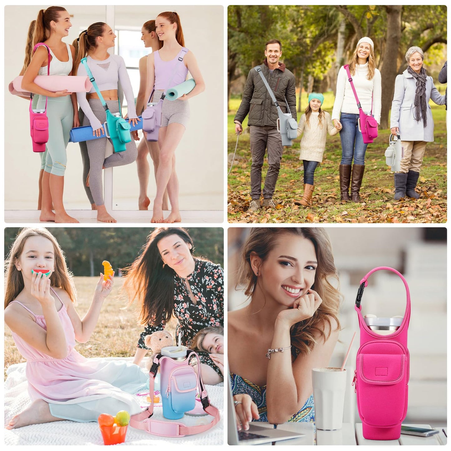 Bufilea Carrier Bag with Phone Holder Pockets for Stanley 40/30oz Tumbler with Handle, Insulated Neoprene Crossbody Bag Cup Holder w/Shoulder & Handheld Straps Fits Stanley Cup Accessories