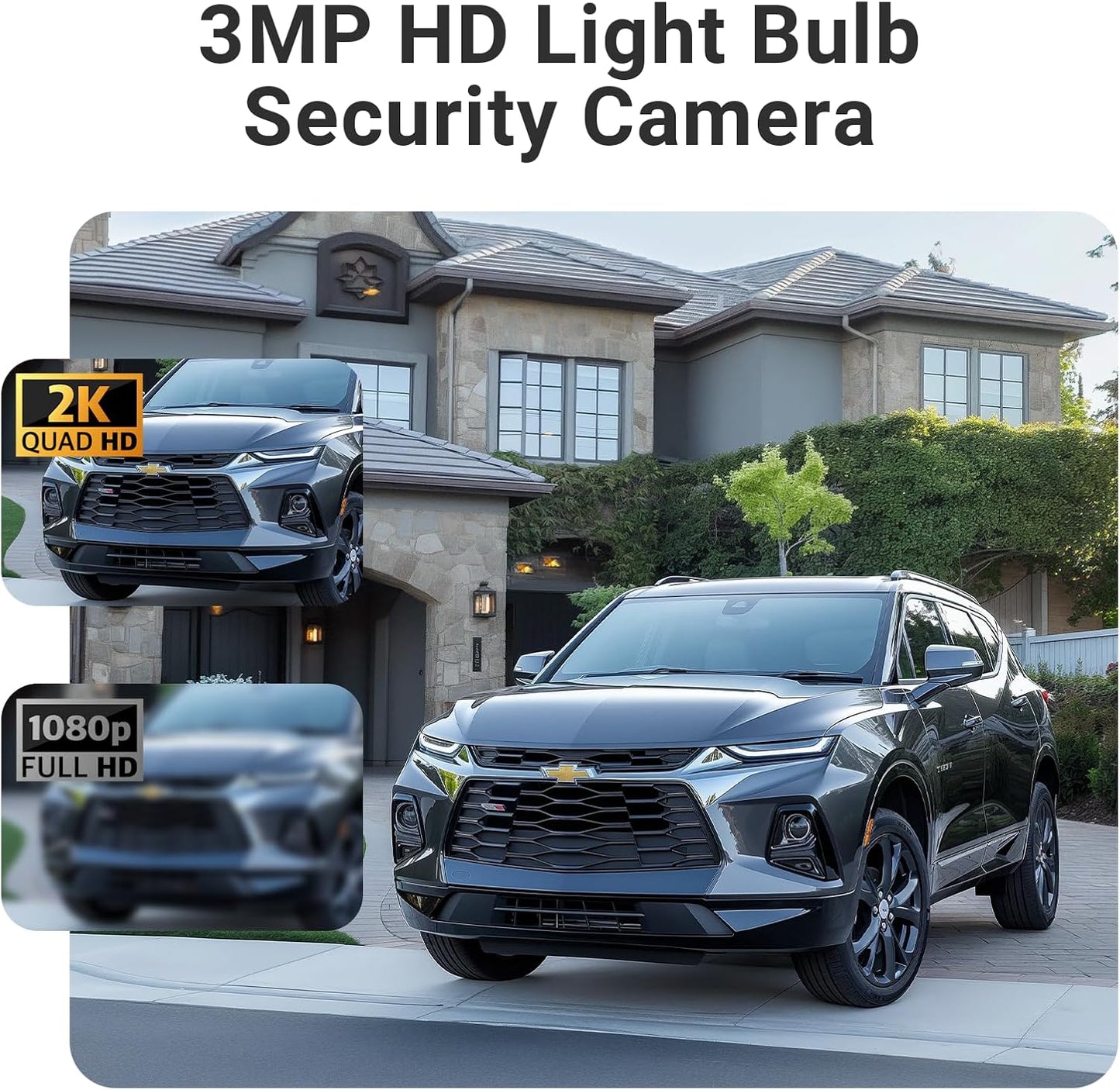 360° PTZ Light Bulb Camera - 3MP WiFi Security Camera with Night Vision & AI Detection