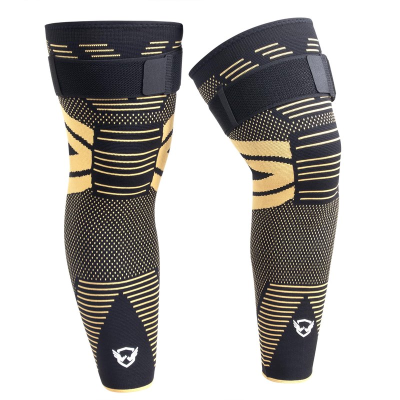 DRwelland Leg Sleeves (PAIR) Copper Infused for Arthritis,Meniscus Tear, ACL, MCL, Joint Pain Relief - Thigh & Calf Support
