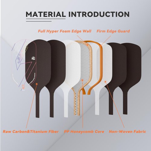 JUCIAO Pickleball Paddles,T700 Carbon Fiber Surface Pickle Ball Racket, Honeycomb Core,USAPA Approved Pickle Ball Paddle for Beginners & Intermediate Players