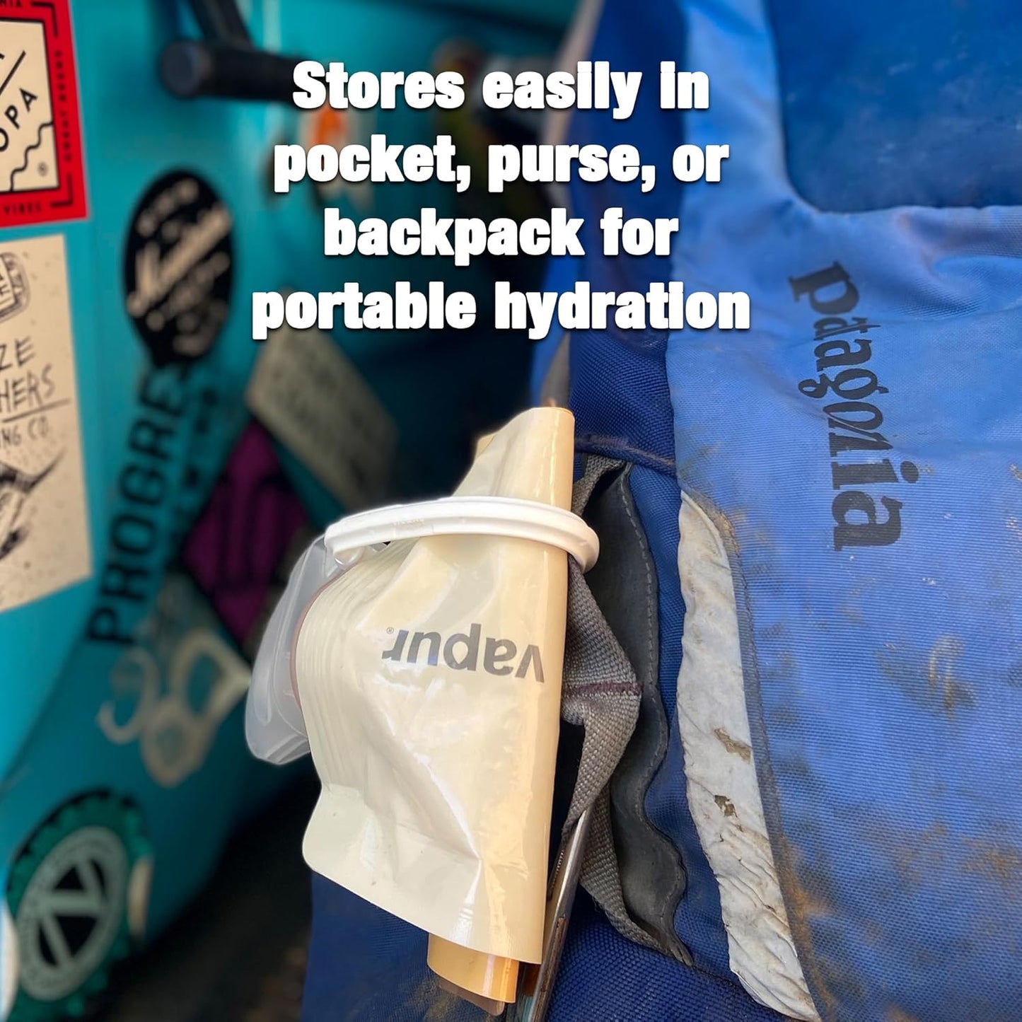 Vapur Collapsible Water Bottle - Compact Hydration Solution with Carabiner | 34 Ounce, Blackout, Pack of 2
