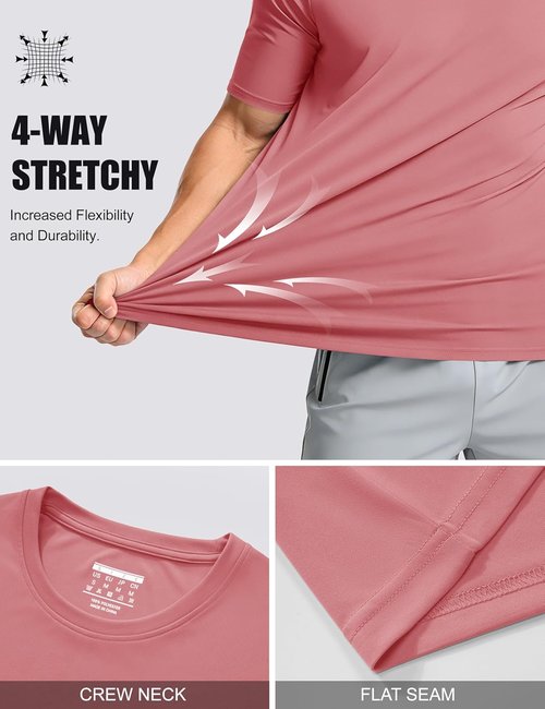 MAGCOMSEN Men's UPF 50+ Quick-Dry Athletic T-Shirt - Lightweight Workout & Swim Tee