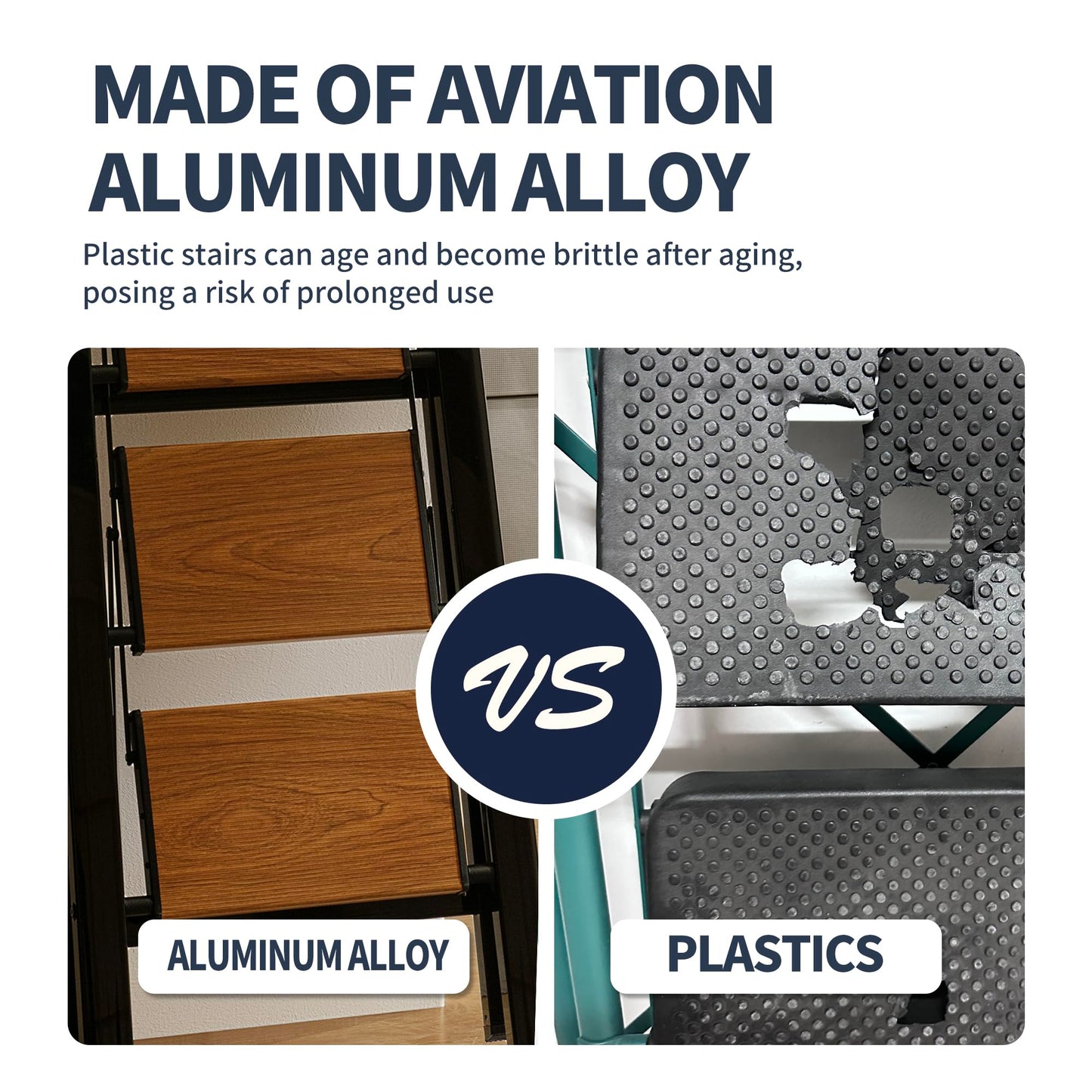 BEFITMACE 3 Step Ladder,Folding Step Stool with Aluminum Wide Pedal& Convenient Handgrip,330lbs Capacity Steel Ladder for Household and Office(Woodgrain)