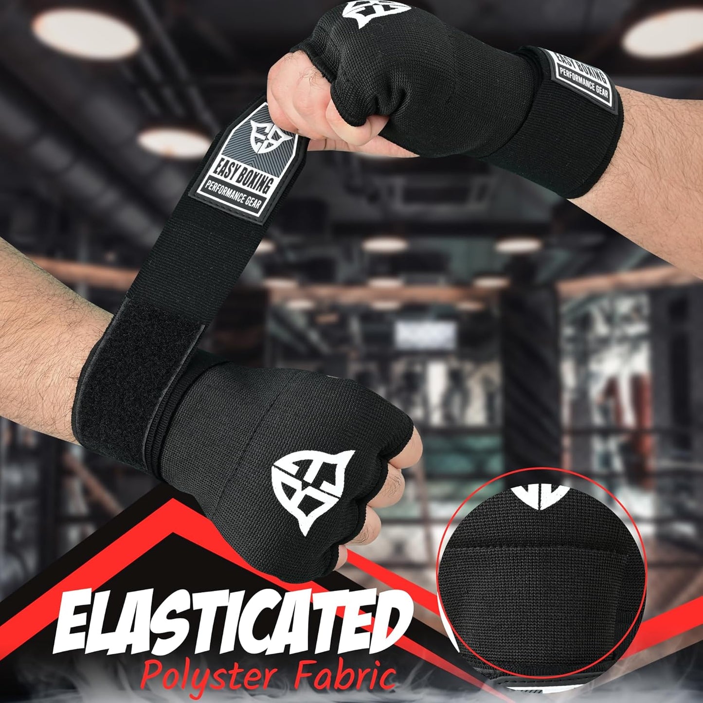 Skiennix Inner Gel Gloves - Breathable Wrist Wraps with Hook and Loop Closure for Boxing & MMA | Black, 75cm