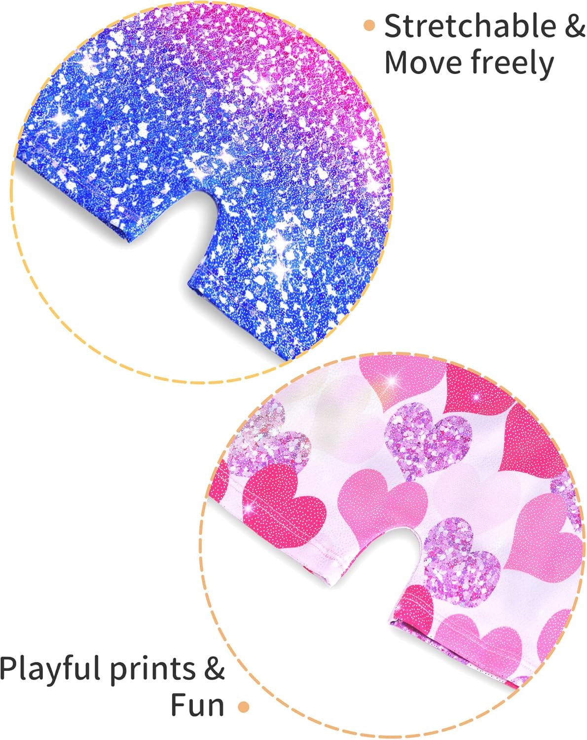 Skiennix Girls' Sparkly Gymnastics Leotards - 2 Pack Sleeveless Tumbling Unitards with Shorts
