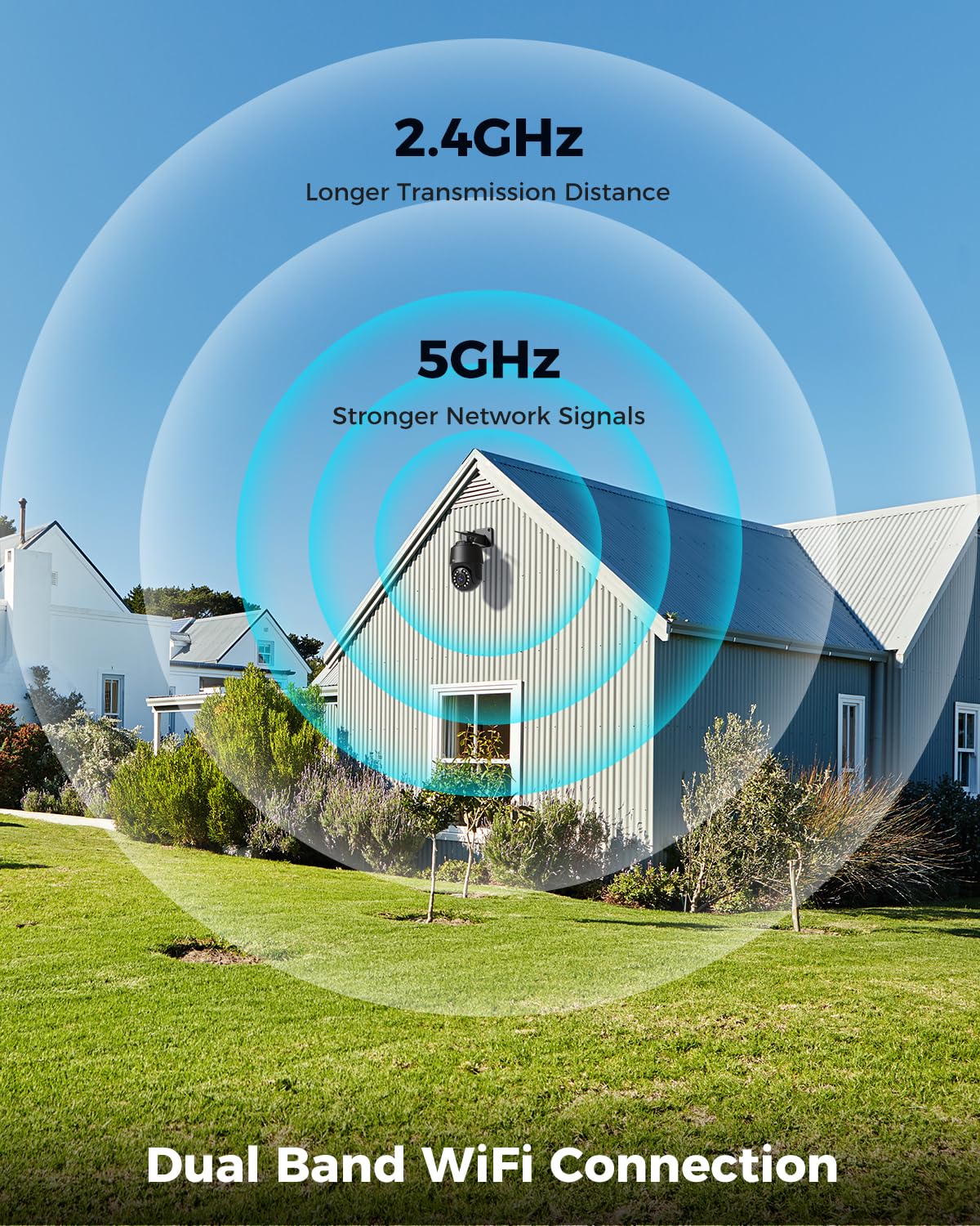 Ctronics 4K 8MP Security Camera Outdoor, PTZ Camera WiFi 2.4/5GHz, AI Human/Vehicle/Pet Detection, Auto Tracking, Color Night Vision, Red & Blue Light Alarm, IP66/Metal