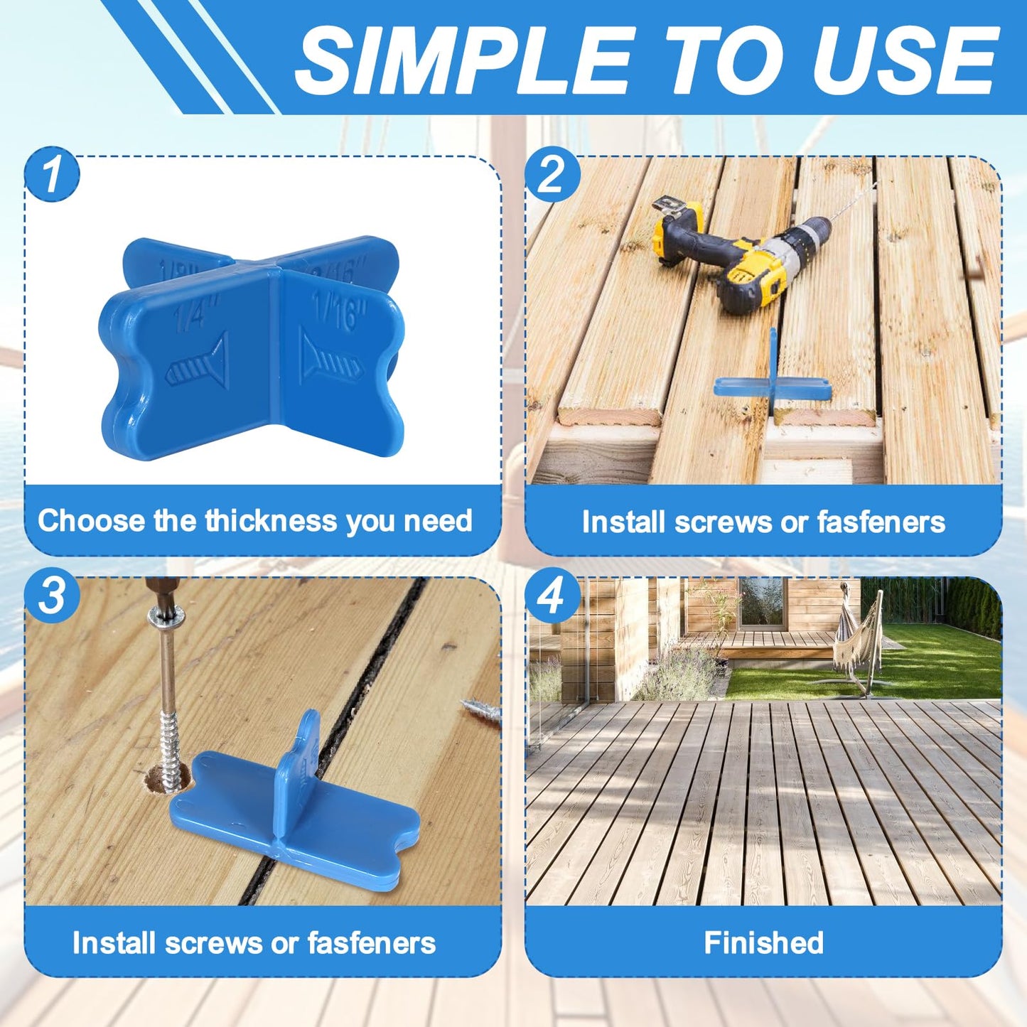 10PCS Deck Spacers,Durable Deck Spacer Tool to Uniform Gap Between Installed Deck Boards for Treated Lumber and Composite Decking Handy Deck Building Tools Deck Board Spacers