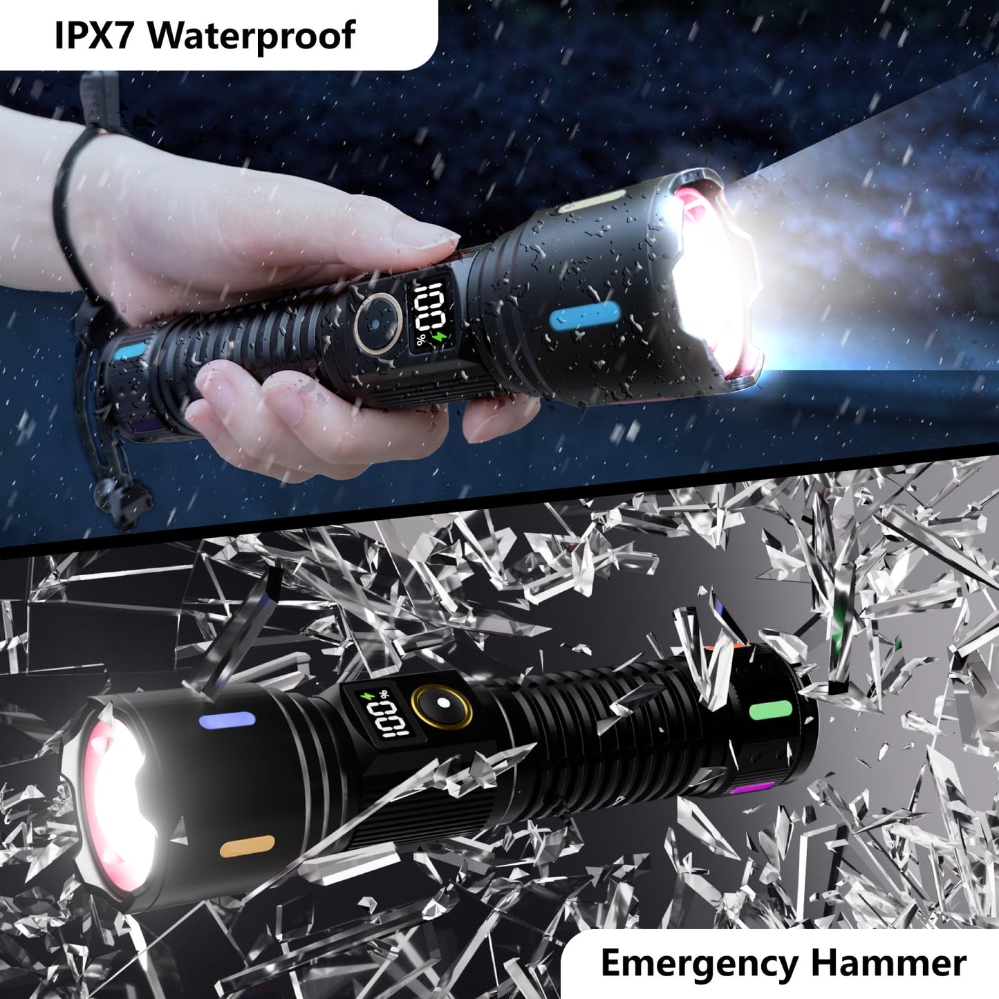 OLIARIL Rechargeable Flashlights High Lumens, LED Super Bright Flash Light, Handheld Tactical Flashlight, Adjustable High Powered Flash Lights, 5-Mode Powerful Linternas for Emergencies Camping