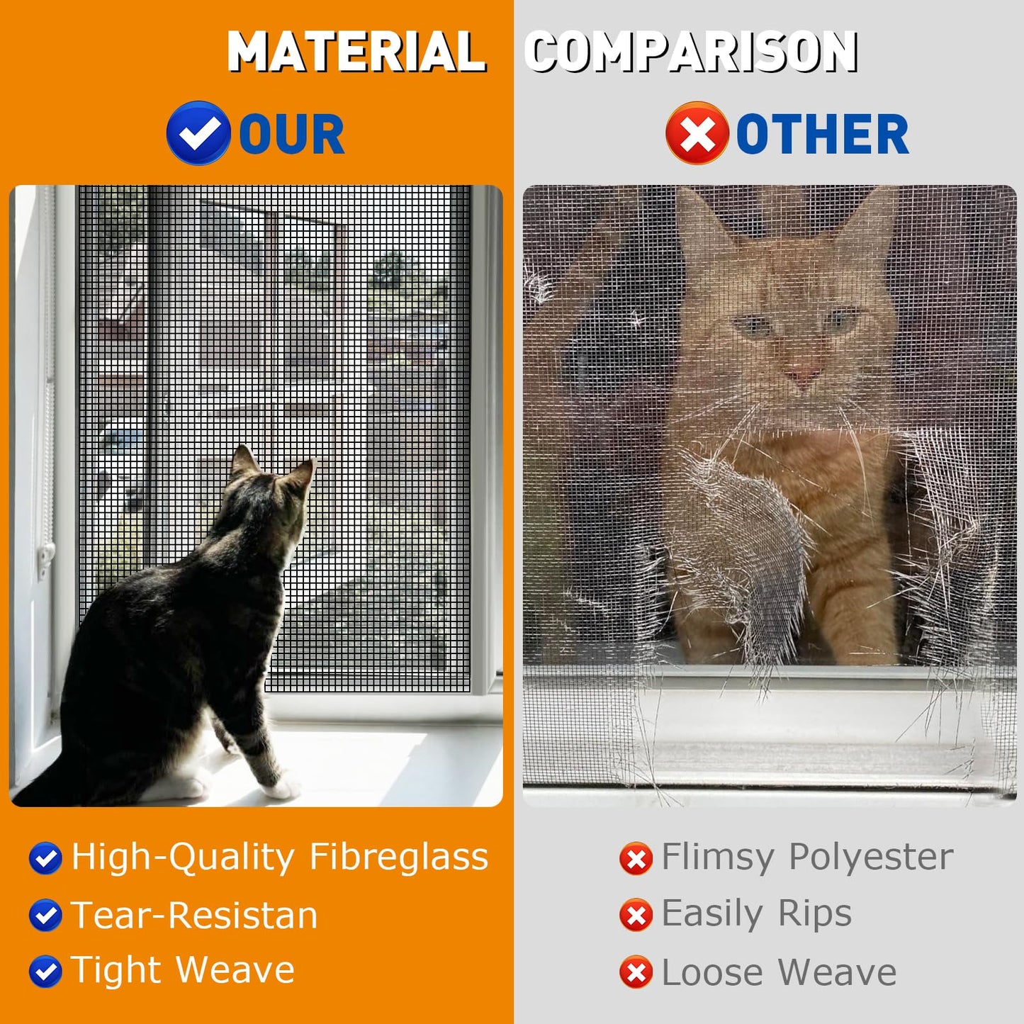 HOFUDON Window Screen Mesh, 39"x118" Fiberglass Screen Door Mesh, Replacement Window Screens, Patio Porch Screen Mesh Black