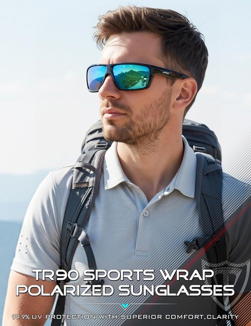 ATTCL Polarized Sunglasses - Lightweight TR90 Frame with UV Protection | Anti-Slip Wrap-Around for Sports