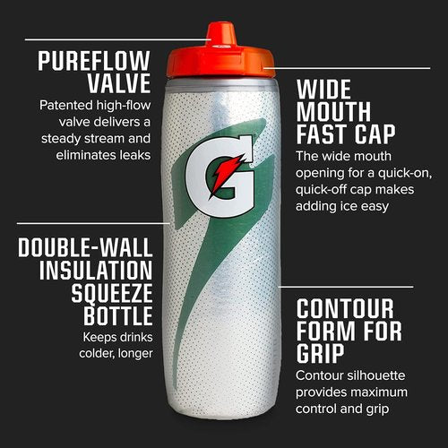 Gatorade Insulated 30oz Squeeze Bottle - Durable Design in Blue and Black for Hydration On-the-Go