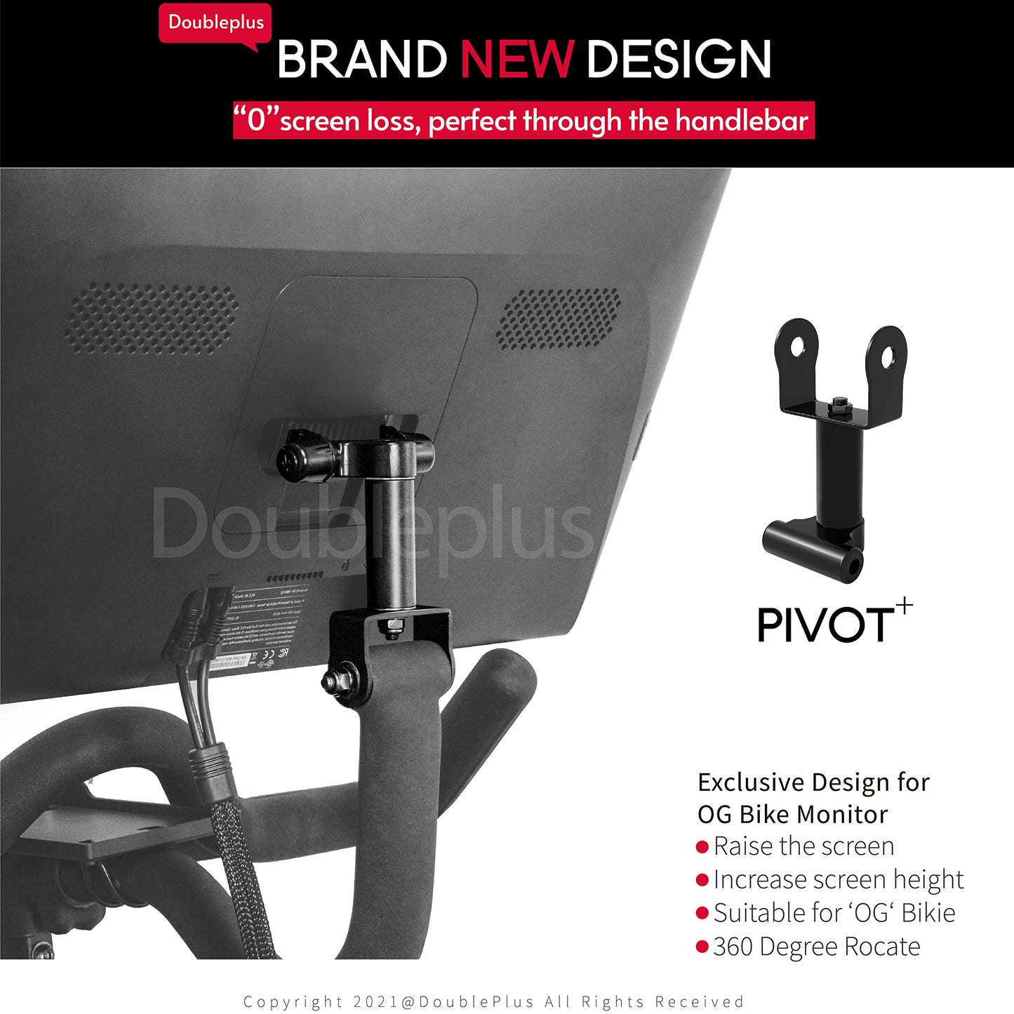 DoublePlus Swivel Compatible with Peloton Bike, Upgraded Swivel for the“ OG” Bike, 360 Degree Adjuster, Easily Adjust & Rotate Your OG Bike Screen, Accessories Compatible with the OG Bike