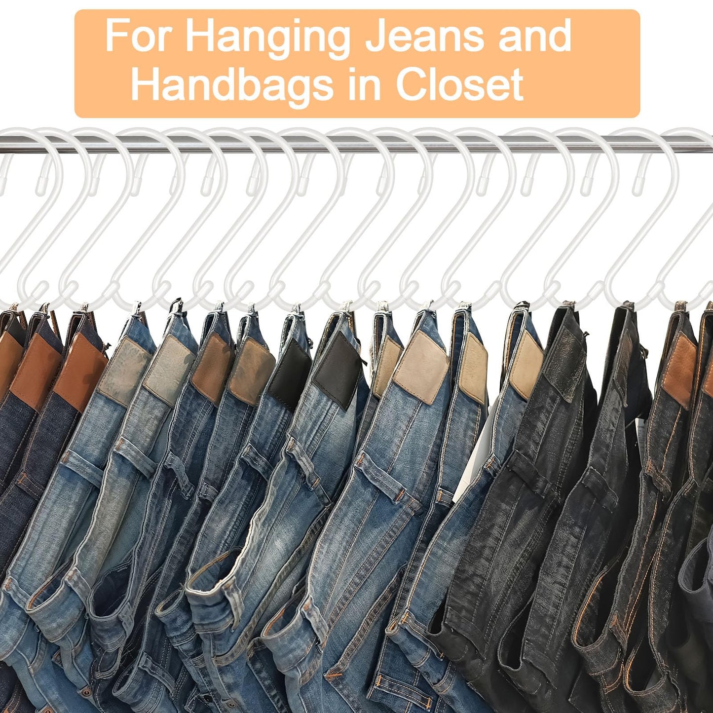 DINGEE 12 Pack 6 Inch S Hooks,Large S Hook Vinyl Coated Heavy Duty S Hook for Hanging, Non Slip S Hanger Closet Hooks, Steel Metal White Rubber S Hooks for Hanging Plants,Clothes,Jeans,Pot Pan Garden