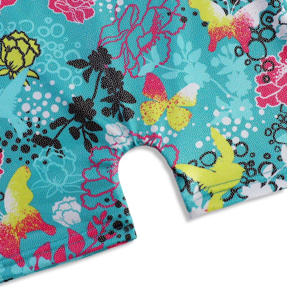Alakuoti Gymnastics Leotards For Girls Green Flowers Butterfly Biketards For Girls With Shorts Green Flower 3-4t