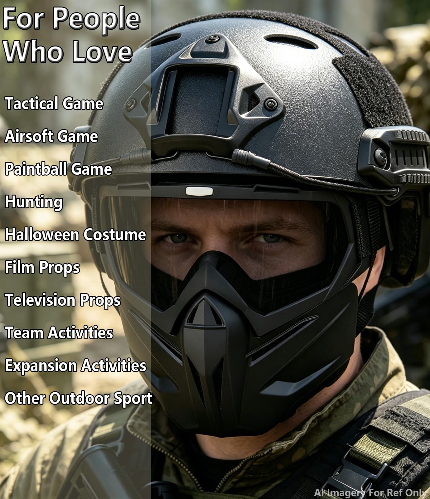 VPZENAR Airsoft Helmet and Full Face Mask,Paintball Black Helmet with NVG Mount Side Rail,Men's Military Costume Tactical Gear(PJ Gray)