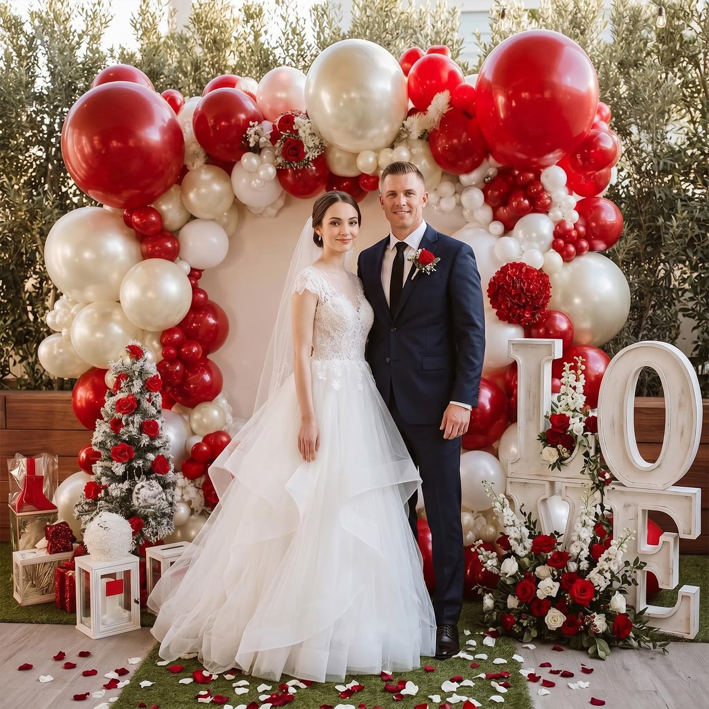 Red White Gold Balloon, 60 Pack 12 Inch Red Gold Balloon for Mother's Day Valentine's Day Women Birthday Wedding Bridal Shower Christmas Xmas Party Decorations